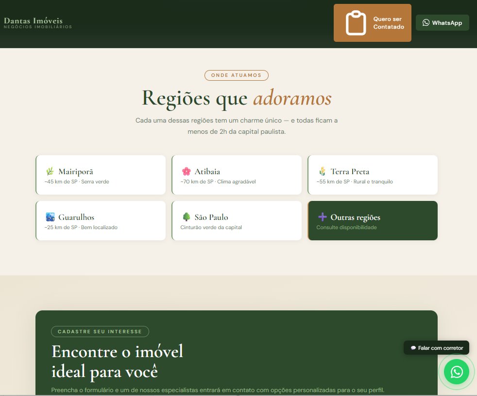 Preview da landing page Dantas Negócios Imobiliários